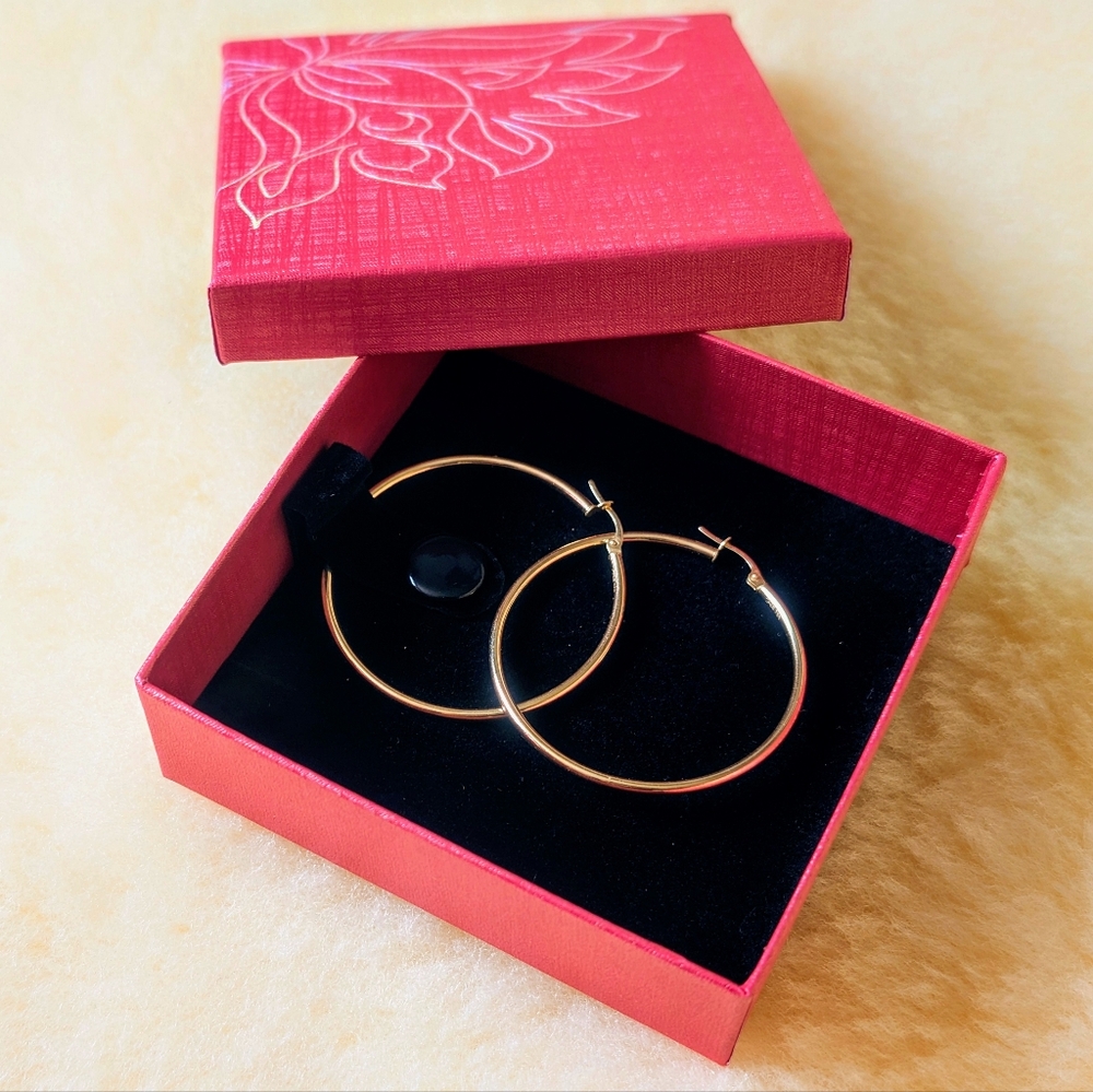 Real 18K Saudi Gold Hoops Earrings